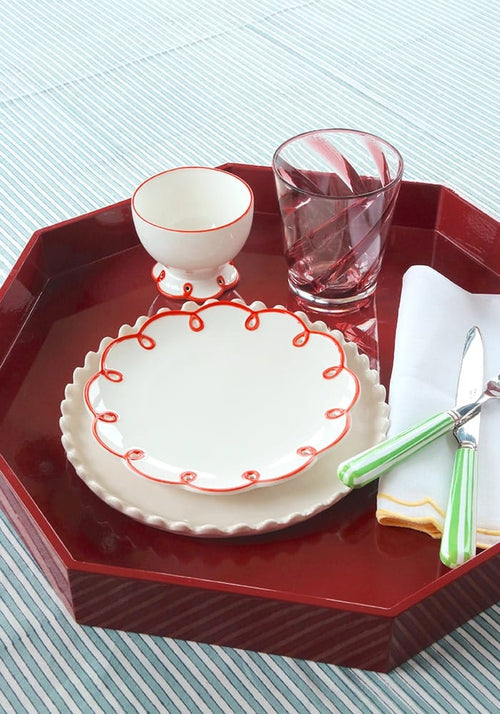 Rosy Red Scalloped Side Plates - Set of 4