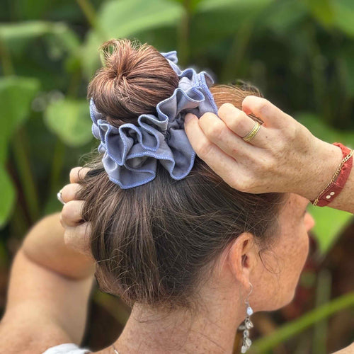 Ruched Organic Satin Scrunchie – Plastic-Free Hair Accessory