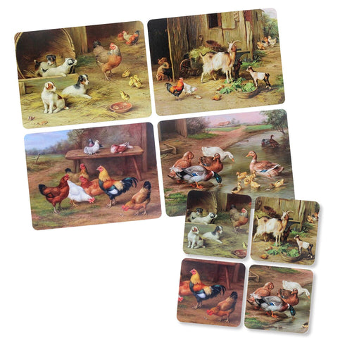 Edgar Hunt Artistic   Placemats Set Farm Life Inspired Set of 4 Each