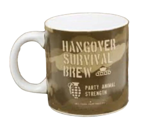 HANGOVER SURVIVAL BREW Mug Oversized Coffee Tea Novelty Dad Gift Military Style