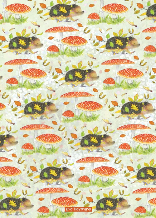 Emma Ball "Eric Heyman Hedgehogs", Pure cotton tea towel. Printed in the UK.