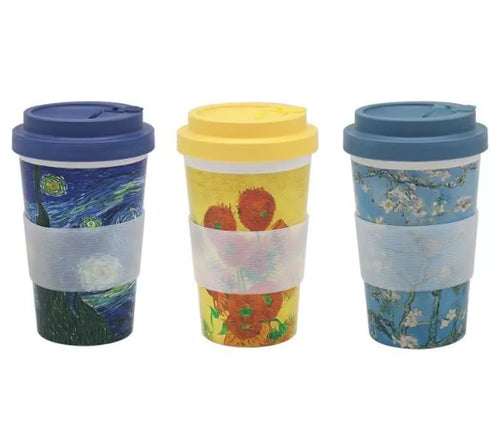 OFFICIAL VAN GOGH ART WORK RPET RECYCLED PLASTIC TRAVEL MUG CUP one at random