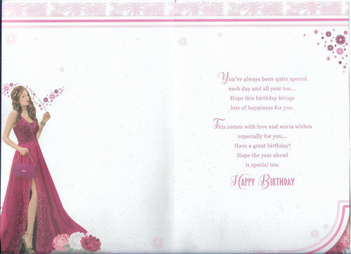 GRANDDAUGHTER 30TH BIRTHDAY GREETING CARD 9"X6" LADY IN DRESS