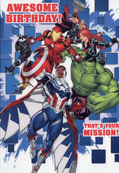 Marvel Avengers Hallmark Birthday Greeting Card (8" x 5.5")