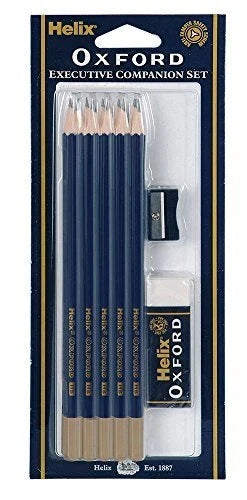 Helix Oxford Executive Companion Set - 10 Pencils (HB) , Eraser (Rubber) & Pencil Sharpener