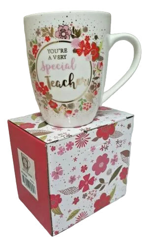 YOU'RE A VERY SPECIAL TEACHER FLORAL MUG PRETTY GIFT BOXED FEMALE SCHOOL LEAVER