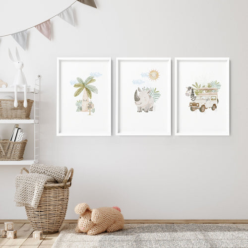 Safari Nursery Prints | Set of 3 wall art prints