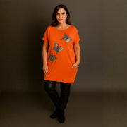 Sequin Butterfly Dipped Hem Top with Pockets