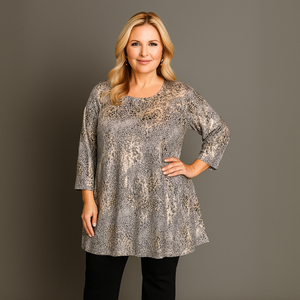 Grey Bronze 3/4 Sleeve Swing Top