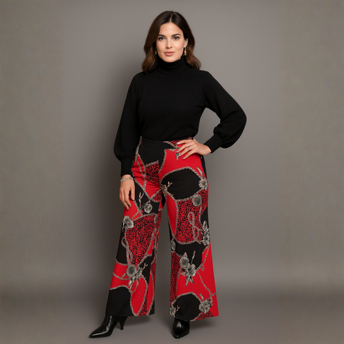 Chain Print Wide Leg Palazzo Pants