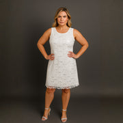 Sequin & Lace Sleeveless Shift Party / Evening Dress