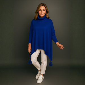 Polo Neck Oversized Jumper with Tassle Detail