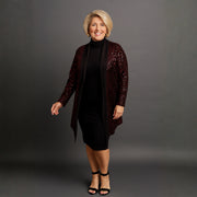 Sequin Foil Covered Longer Length Waterfall Jacket