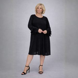 Sparkly Swing Dress with Chiffon Frilled Sleeves