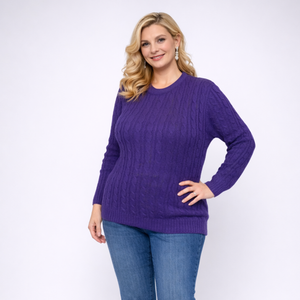 Cable Knit Long Sleeve Round Neck Jumper