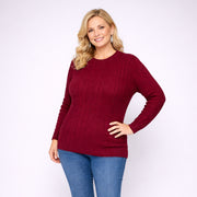 Cable Knit Long Sleeve Round Neck Jumper