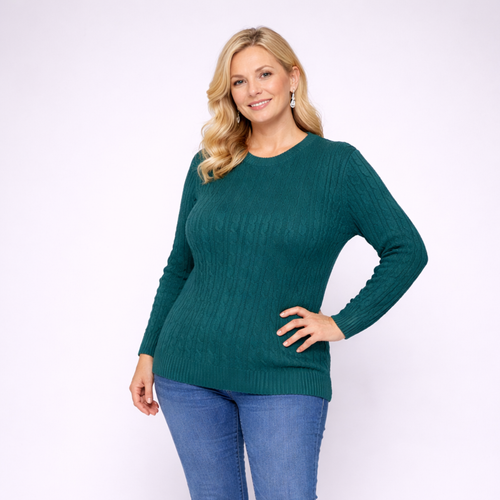 Cable Knit Long Sleeve Round Neck Jumper