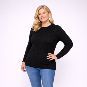 Cable Knit Long Sleeve Round Neck Jumper