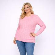 Cable Knit Long Sleeve Round Neck Jumper