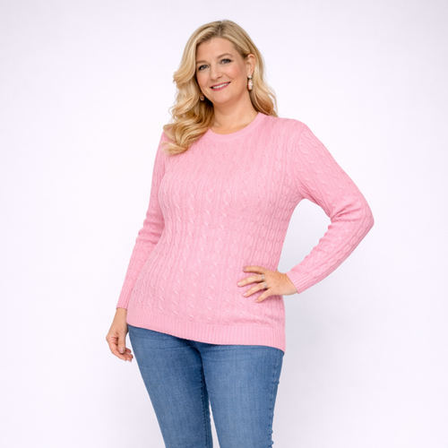 Cable Knit Long Sleeve Round Neck Jumper
