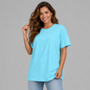Plain Short Sleeve Long Length Cotton T-Shirt