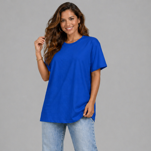 Plain Short Sleeve Long Length Cotton T-Shirt