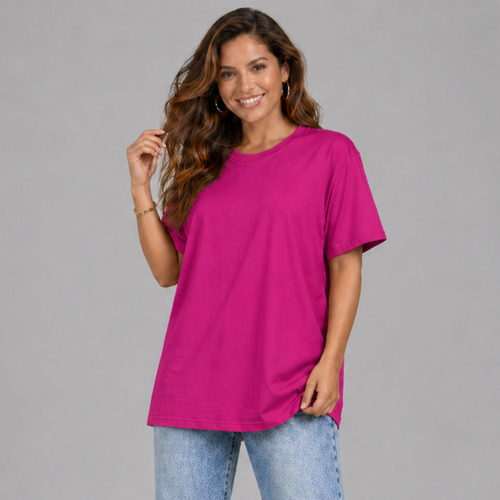 Plain Short Sleeve Long Length Cotton T-Shirt