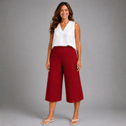 Crinkle Pleated Elastic Waist Culottes / Long Shorts