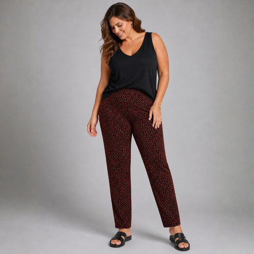 Black Rust Spotty Elastic Waist Trousers