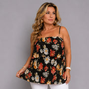 Floral Pleated Strappy Layered Cami Top
