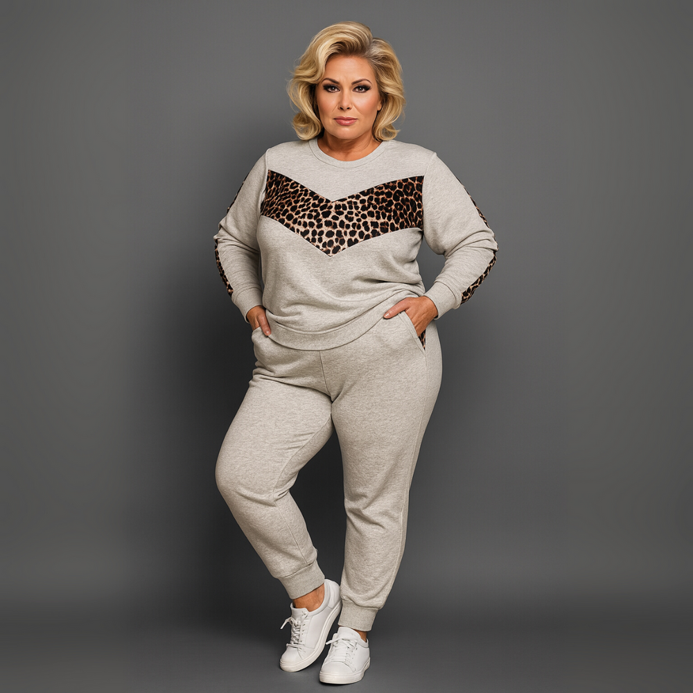 Leopard V-Panel Tracksuit with Pockets