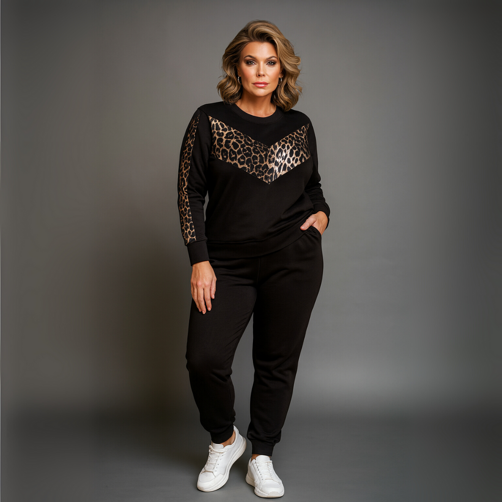 Leopard V-Panel Tracksuit with Pockets
