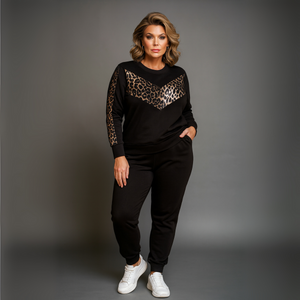 Leopard V-Panel Tracksuit with Pockets
