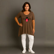 Fun Dog Face Long Length Hanky Hem Swing Top