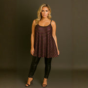 Sparkly Striped Strappy Long Length Swing Top