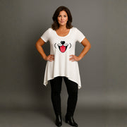 Fun Dog Face Long Length Hanky Hem Swing Top