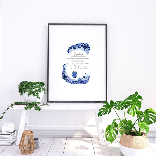 Sapphire Birthstone wall art print