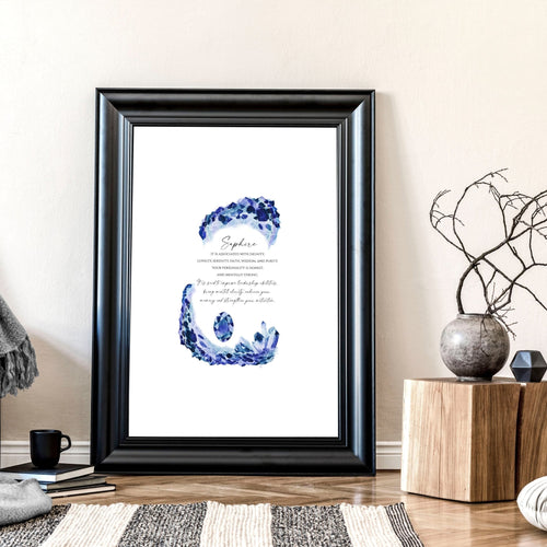 Sapphire Birthstone wall art print
