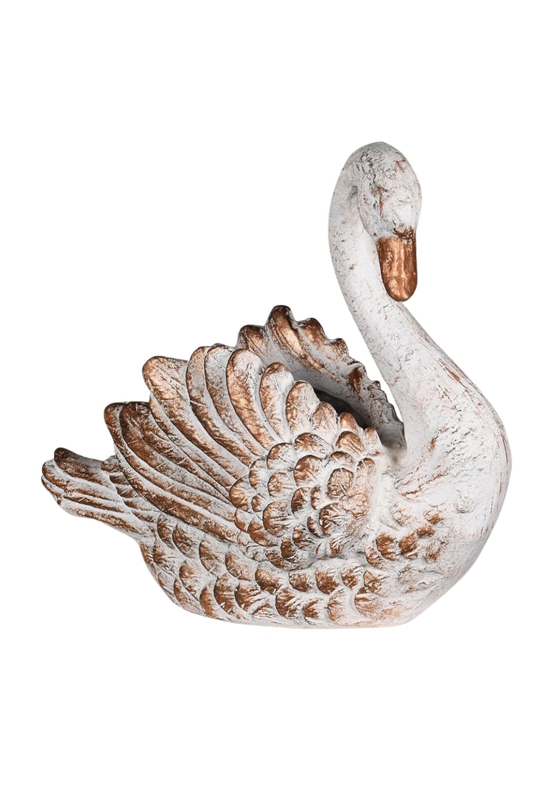 Swan Lake: Distressed White & Gold Vase
