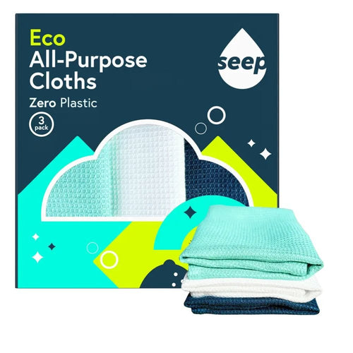 Seep All-Purpose Cleaning Cloths 3-Pack | Plastic-Free Lyocell Cloths