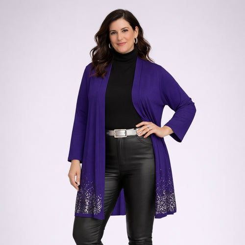 Open Front Jacket / Cardigan with Sequin Hem