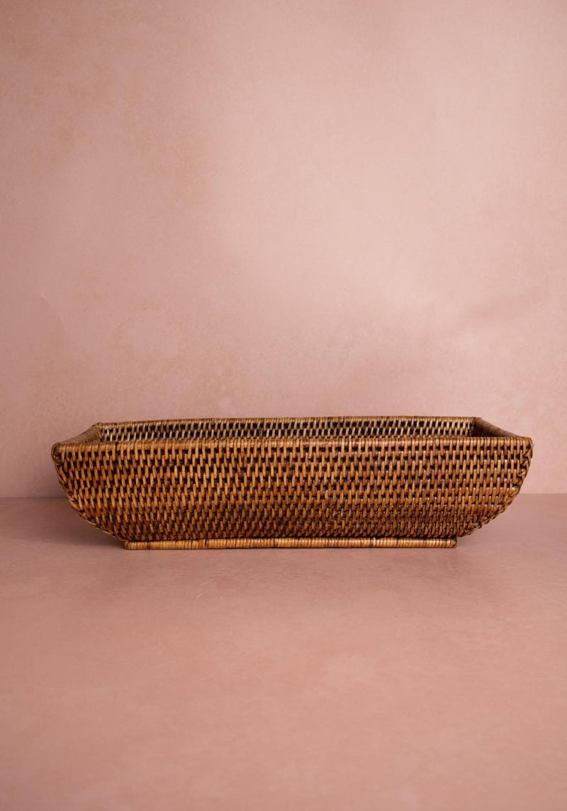 Wiltshire Long Rattan Basket in Classic Brown