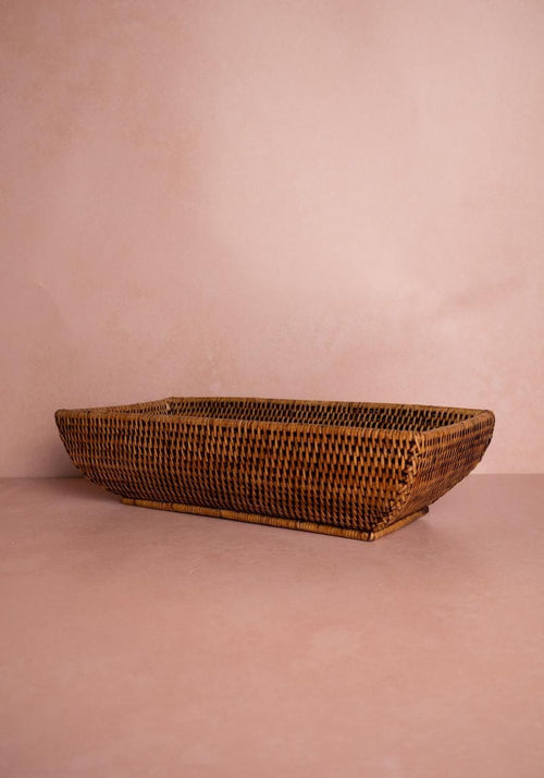 Wiltshire Long Rattan Basket in Classic Brown