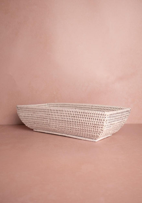 Wiltshire Long Rattan Basket in White
