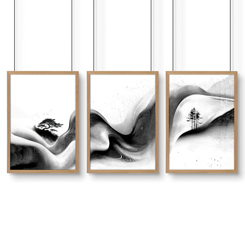 Set of Three Framed Wall Art | Set of 3 Asian Inspired Wall art Prints