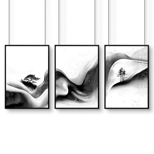 Set of Three Framed Wall Art | Set of 3 Asian Inspired Wall art Prints