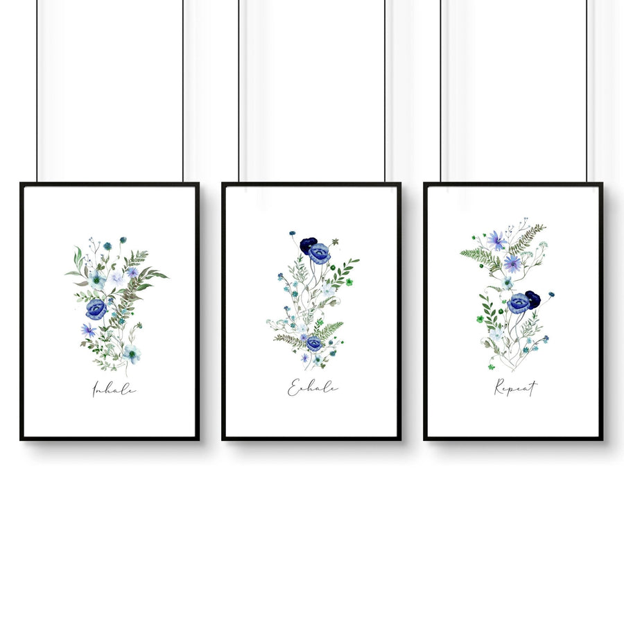 Bathroom art decor | set of 3 Shabby Chic Floral wall art
