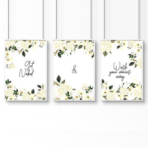 Wall art bathroom | set of 3 framed bathroom prints