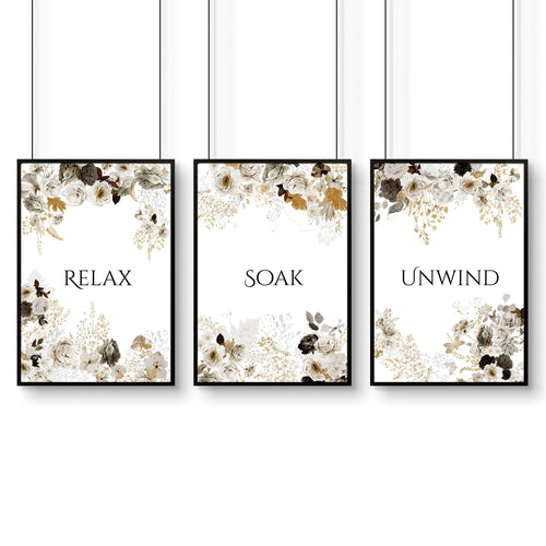 Shabby Chic Wall art | set of 3 framed bathroom prints