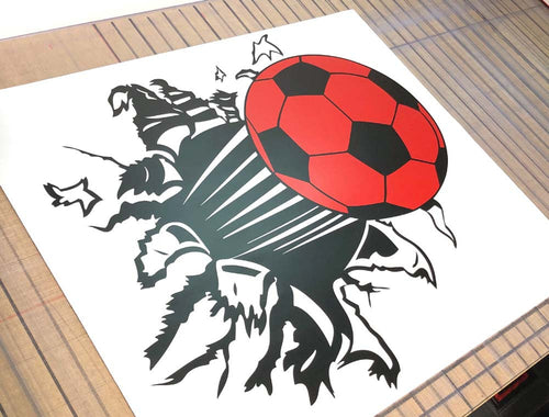 Crashing Through Wall Football Wall Sticker Decal